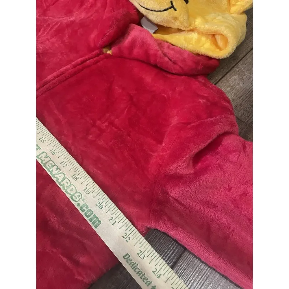 Winnie The Pooh Bear Adult One Piece Hooded Fleece Plush Costume Union Suit Sz L